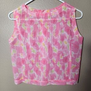 Pink and White Sleeveless Crop Top